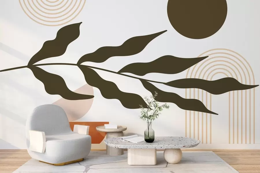 τοιχογραφίες Αφαίρεση, φύλλα, γραμμικά τόξα w04386