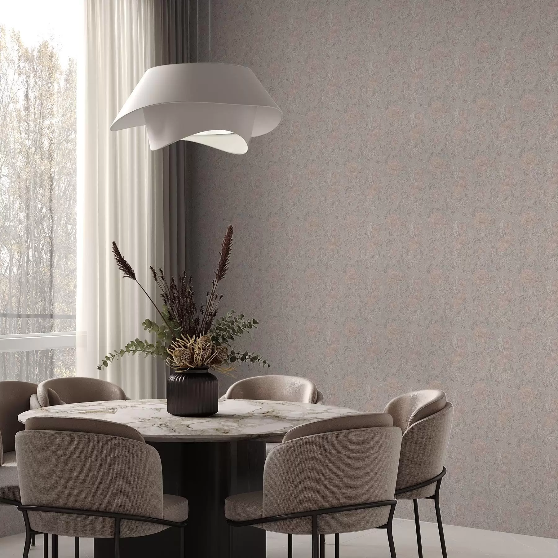 τοιχογραφίες Απαλά παστέλ λουλούδια σε στυλ αρ νουβό a00394