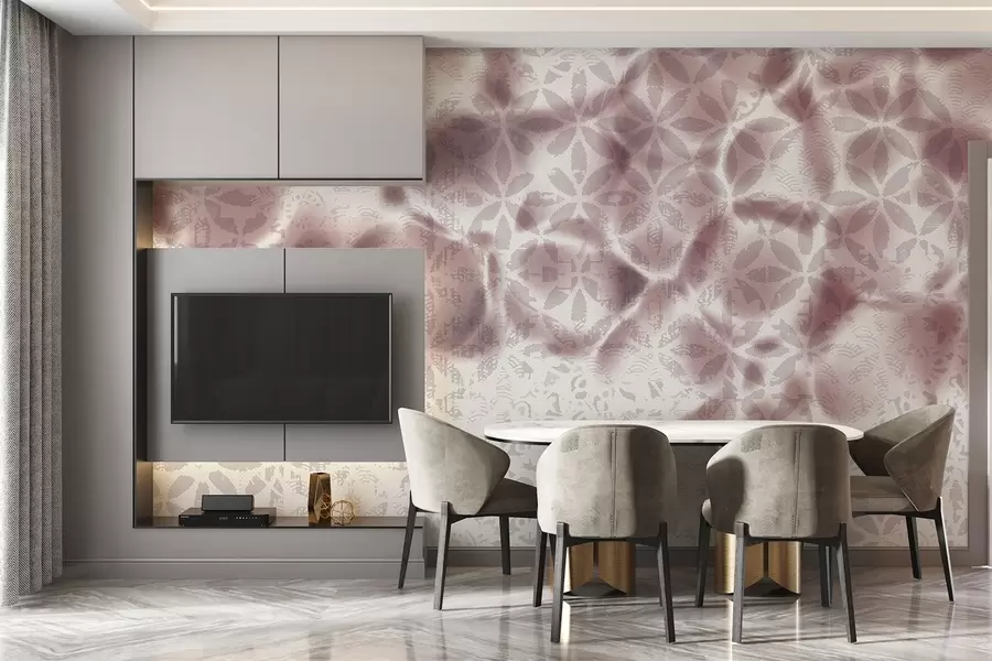 τοιχογραφίες Αφηρημένη υφή τέχνης με bordo floral print, ξεθωριασμένο και θολό αποτέλεσμα, δημιουργώντας μια απαλή και ονειρική ατμόσφαιρα w09322v1