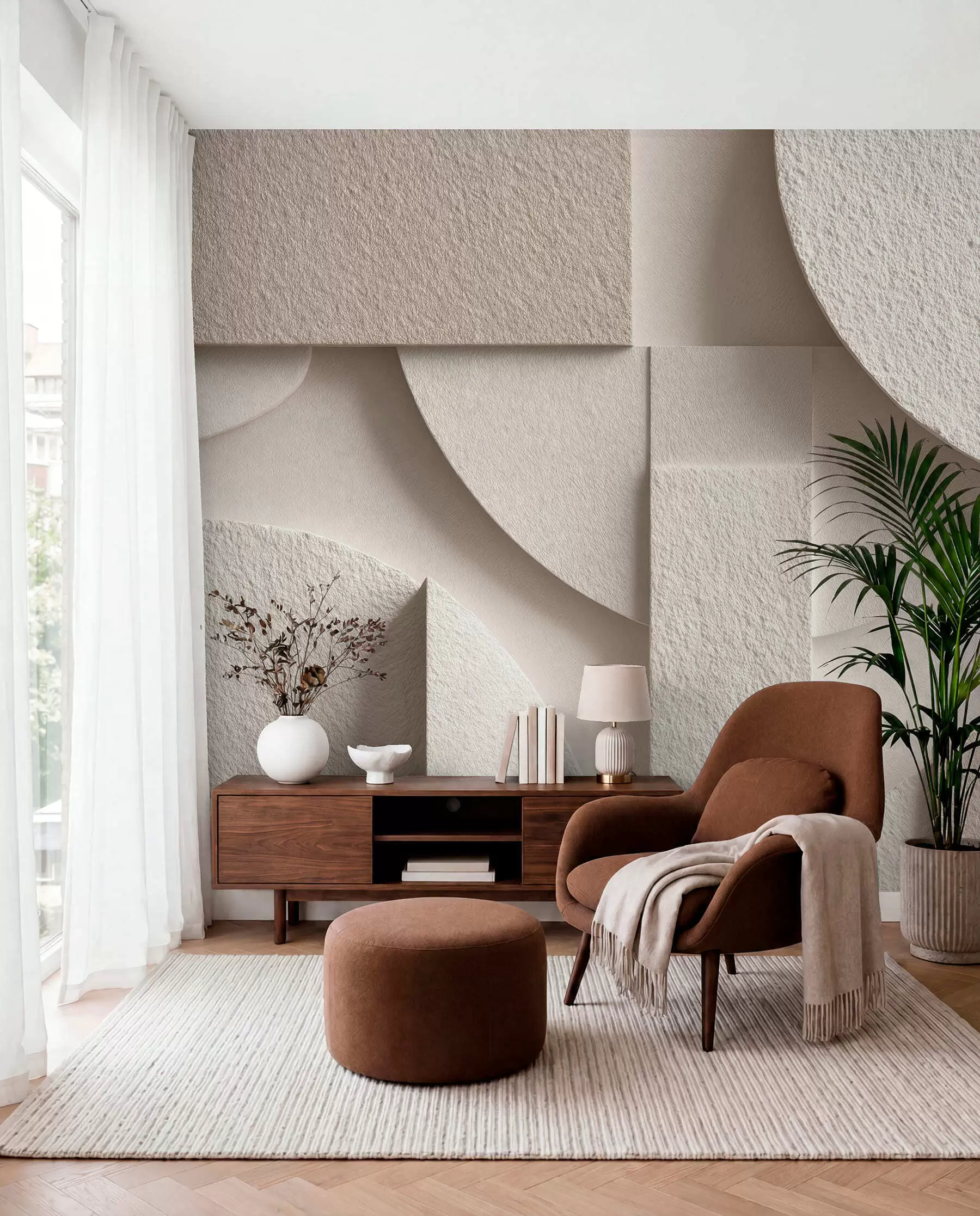 τοιχογραφίες Καμπύλες σε τόνους της άμμου w04395