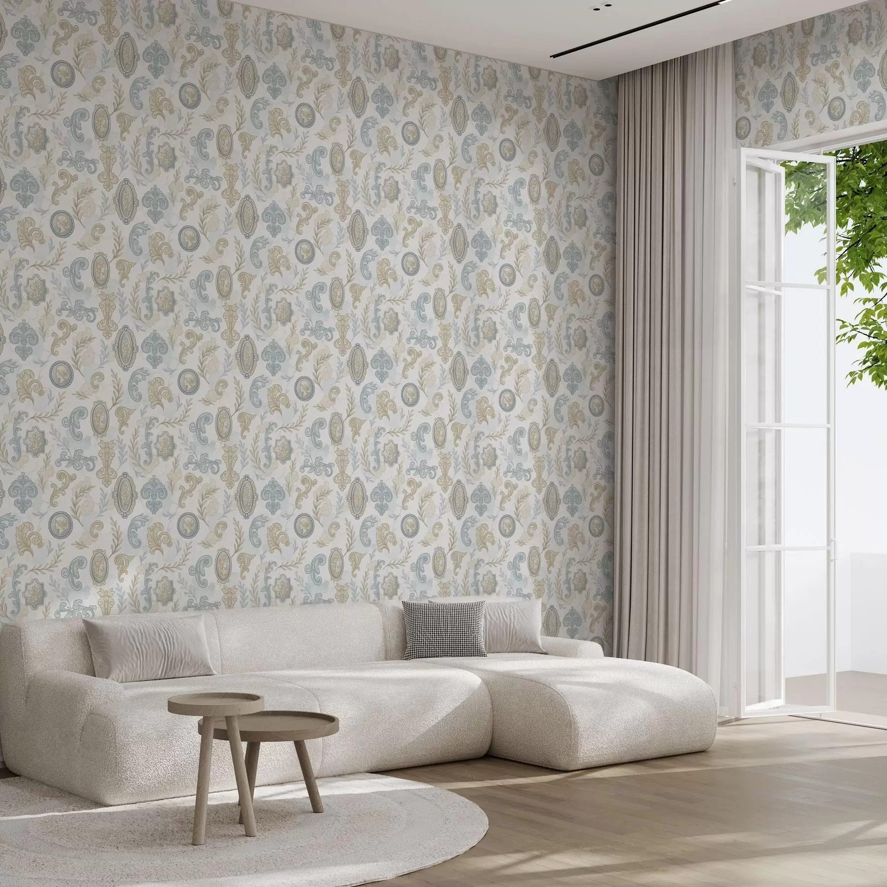 τοιχογραφίες Κλασικό στολίδι με μενταγιόν και μοτίβα a00319