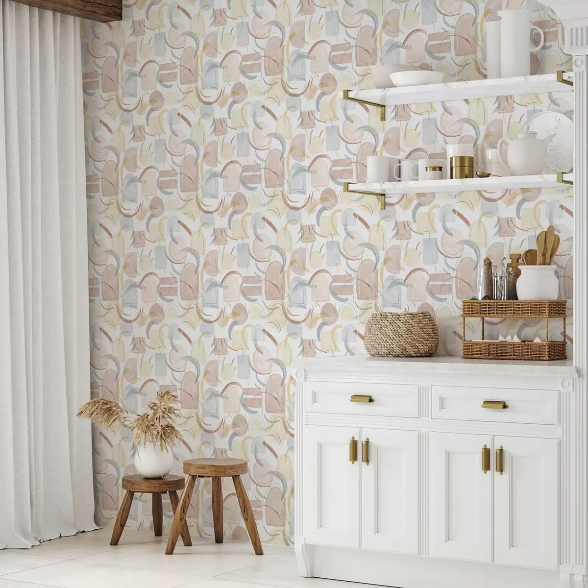 Ταπετσαρία Αφηρημένα σχήματα σε παστέλ αποχρώσεις a00328 Ταπετσαρία Αφηρημένα σχήματα σε παστέλ αποχρώσεις a00328