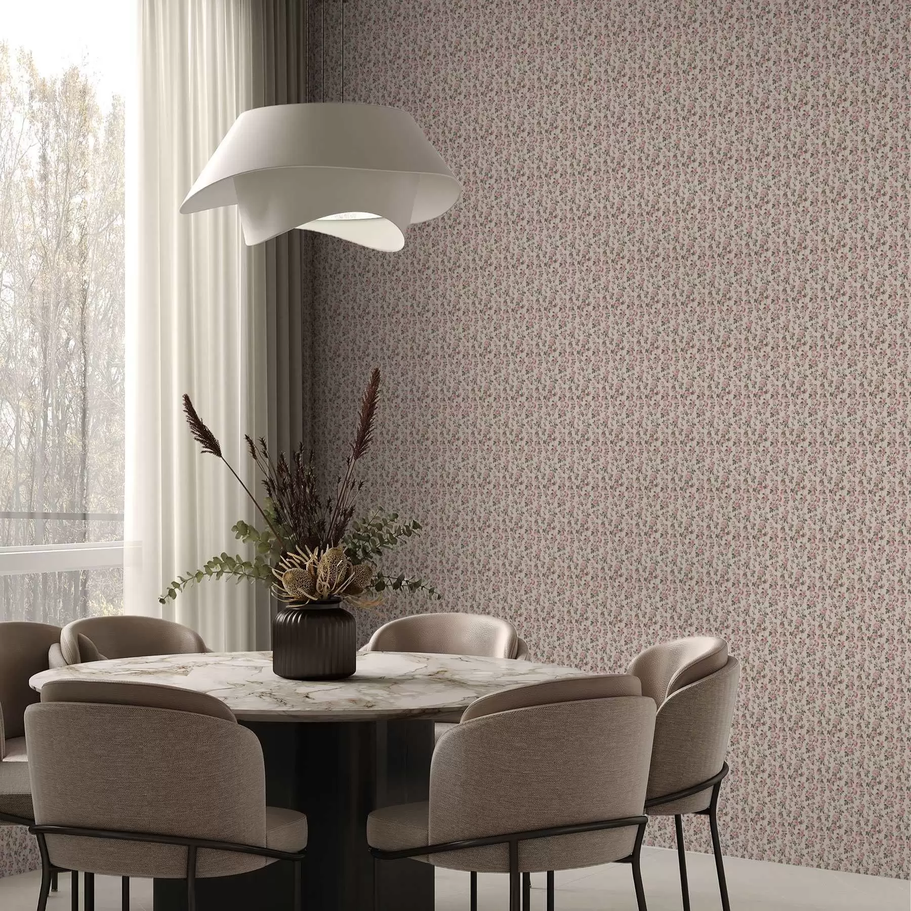 τοιχογραφίες Ροζ τριαντάφυλλα σε μπεζ φόντο a00346