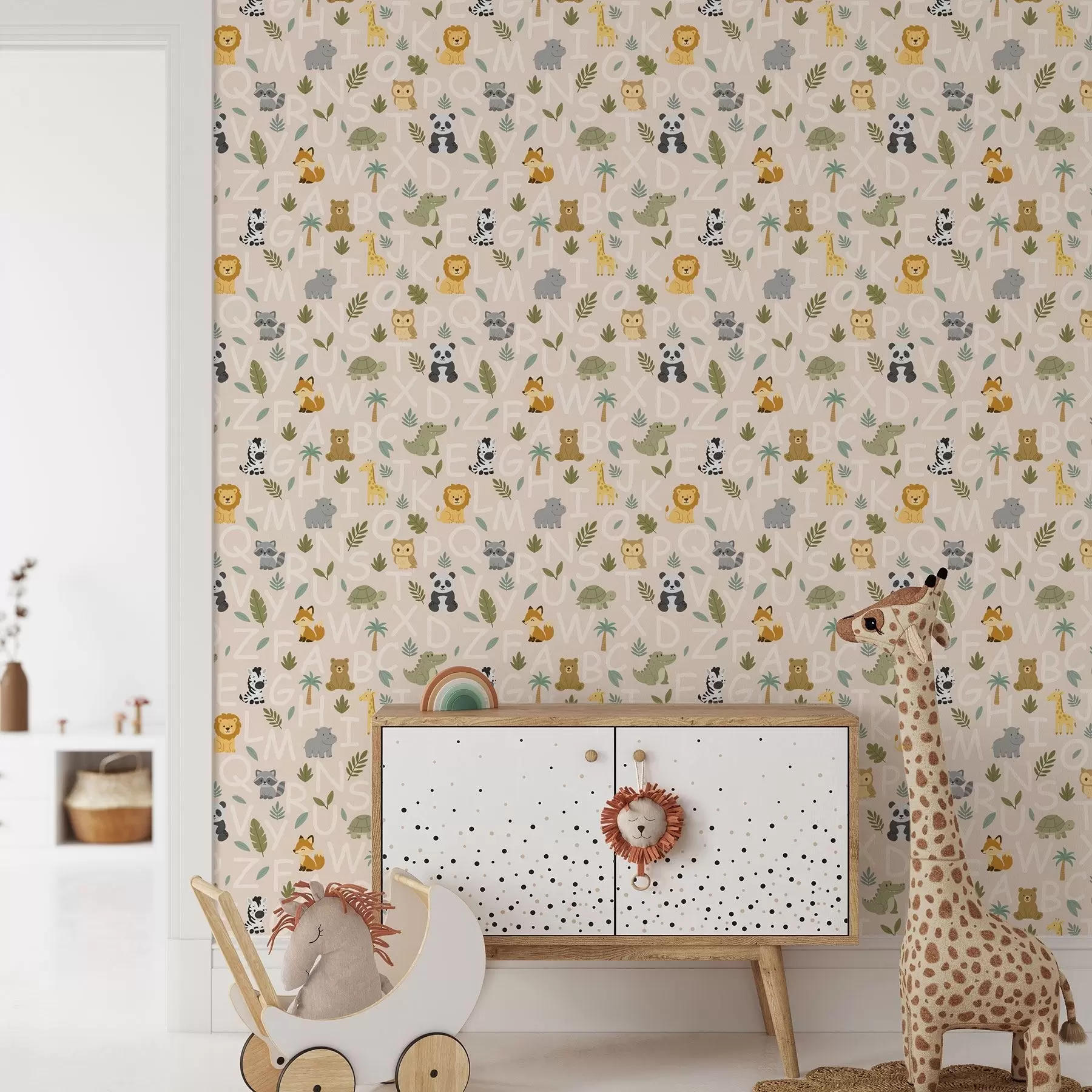 τοιχογραφίες Αλφάβητο με χαριτωμένα ζώα και φυτά για παιδιά a00400