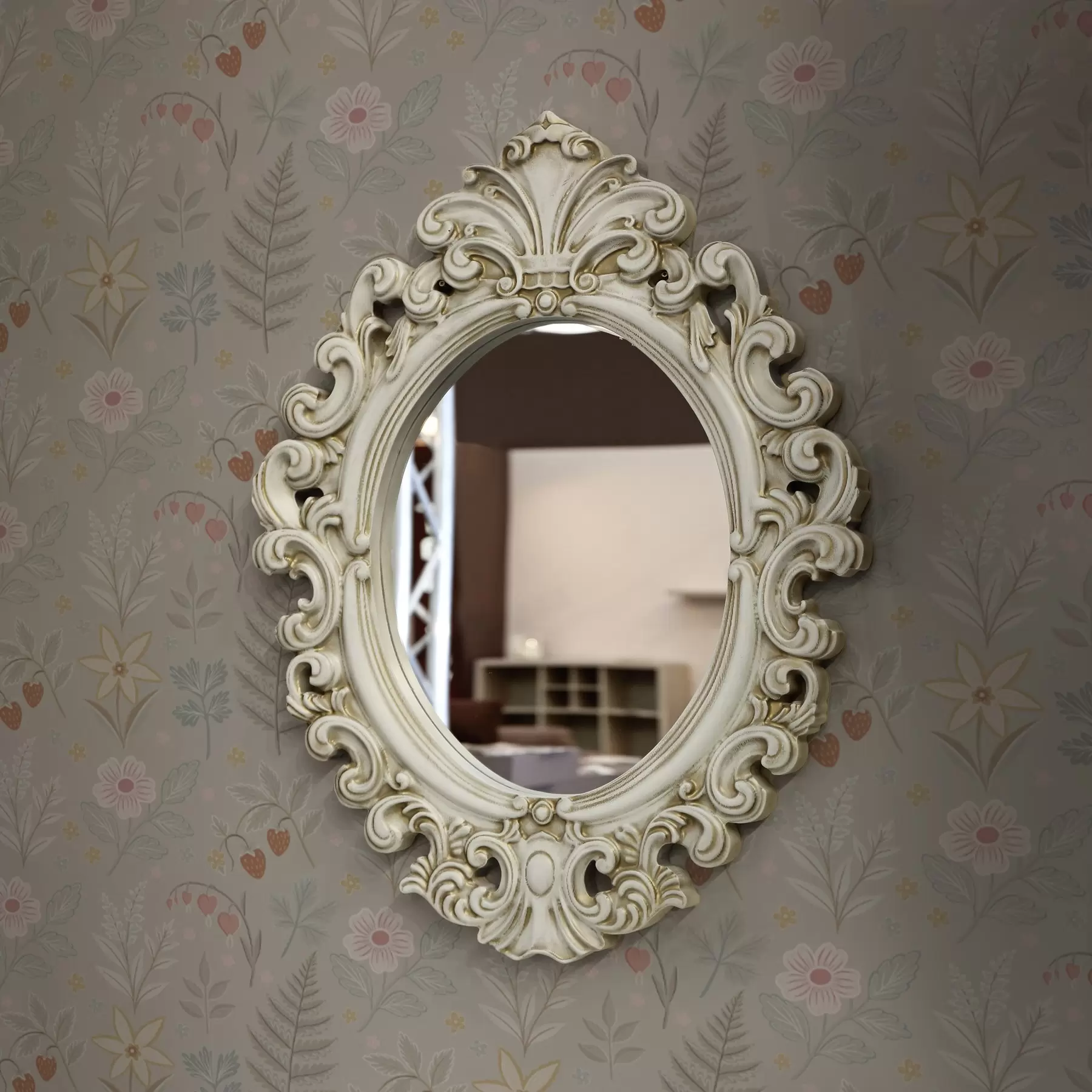 τοιχογραφίες Παστέλ λουλούδια και μούρα σε ανοιχτό γκρι φόντο a00406