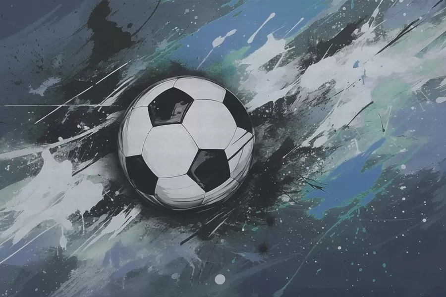 τοιχογραφίες Μπάλα ποδοσφαίρου με θολό γκράφιτι στο φόντο w04467v1