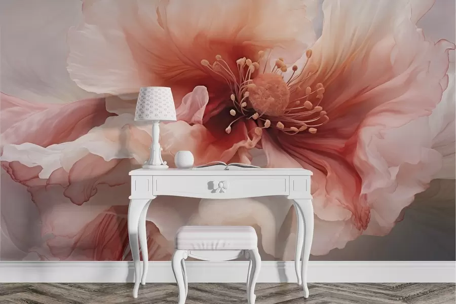 τοιχογραφίες Μεγάλο λουλούδι σε κόκκινες και ροζ αποχρώσεις w04446v2