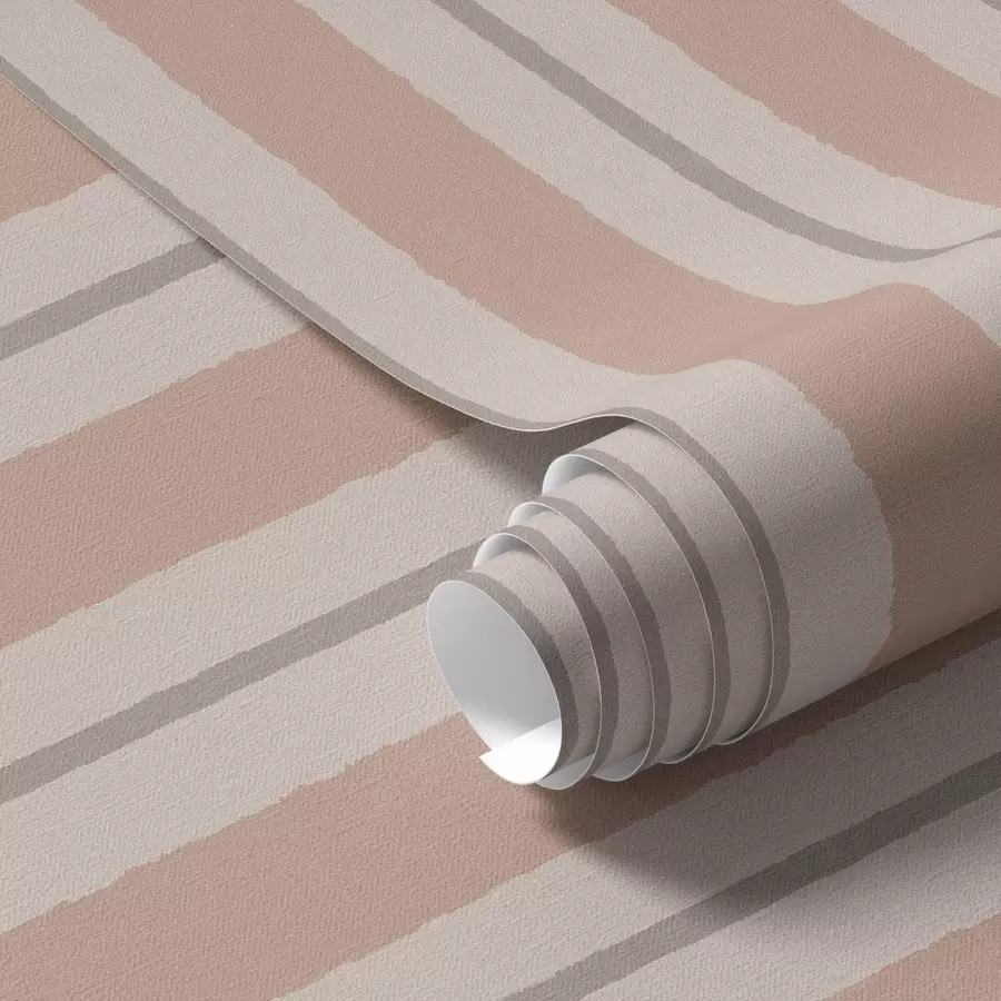 τοιχογραφίες Τερρακότα-μπεζ φαρδιές ρίγες με γκριζωπή προφορά a00513