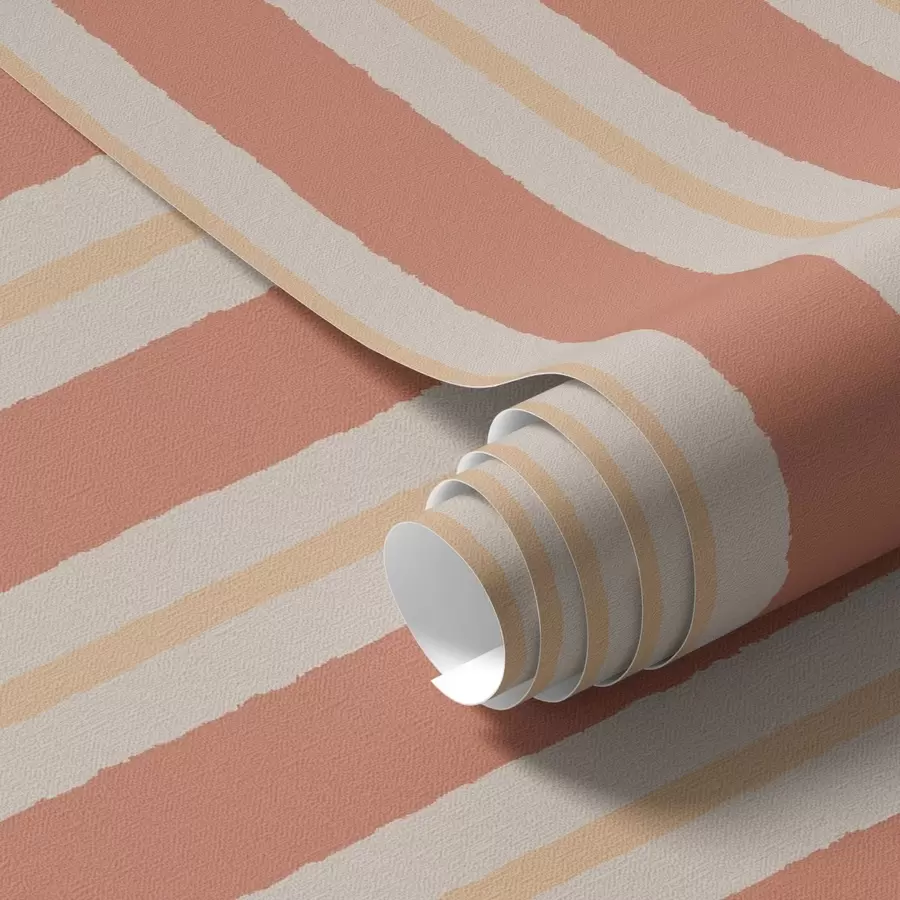 τοιχογραφίες Φωτεινές λωρίδες τερακότα με μπεζ πινελιές a00515