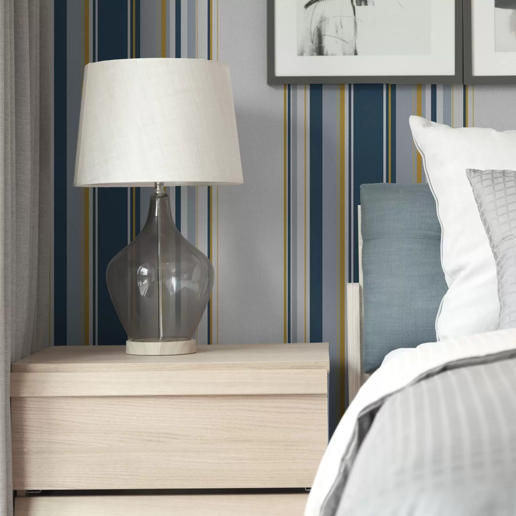 τοιχογραφίες Πυκνό μοτίβο από μπλε και κίτρινες κάθετες ρίγες a00524