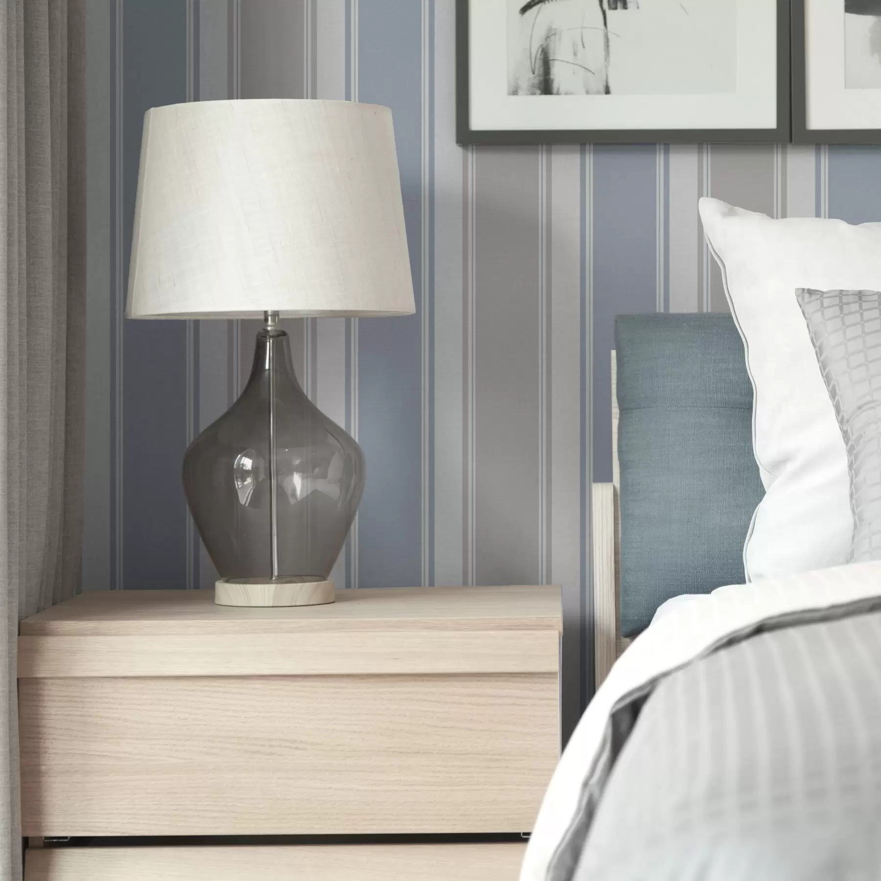 τοιχογραφίες Συνδυασμός γκρι και μπλε φαρδιών λωρίδων a00557