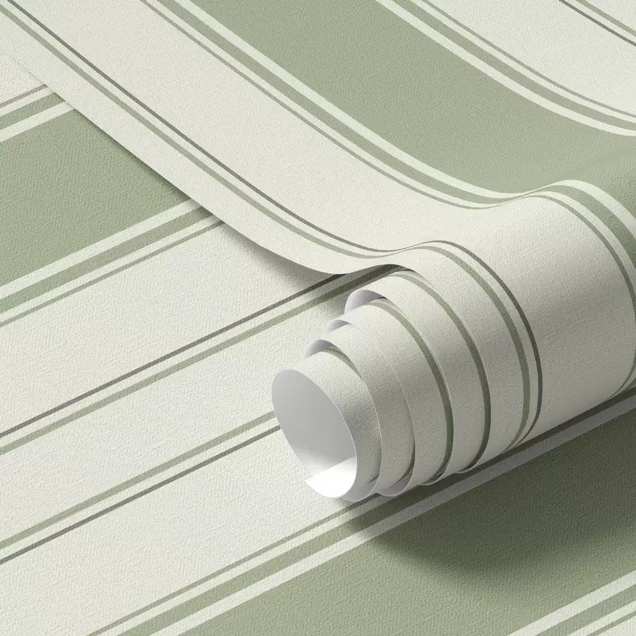 τοιχογραφίες Κρεμώδες φόντο με ομοιόμορφες πράσινες κάθετες ρίγες a00560