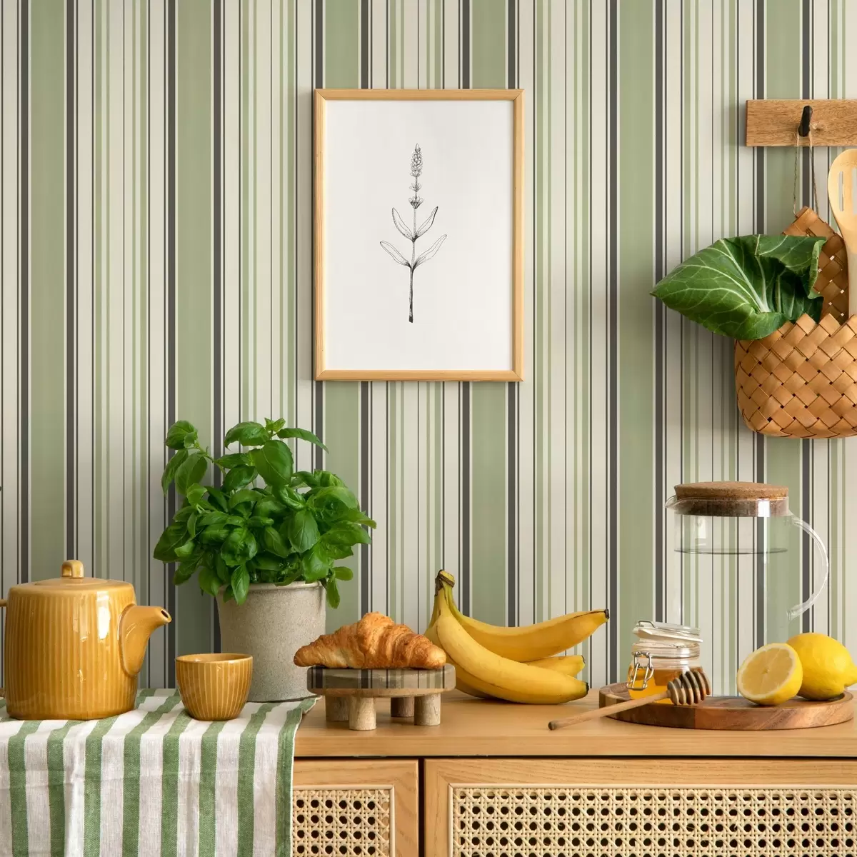 Ταπετσαρία Κρεμώδες φόντο με μείγμα πράσινων και μαύρων λωρίδων a00563 Ταπετσαρία Κρεμώδες φόντο με μείγμα πράσινων και μαύρων λωρίδων a00563