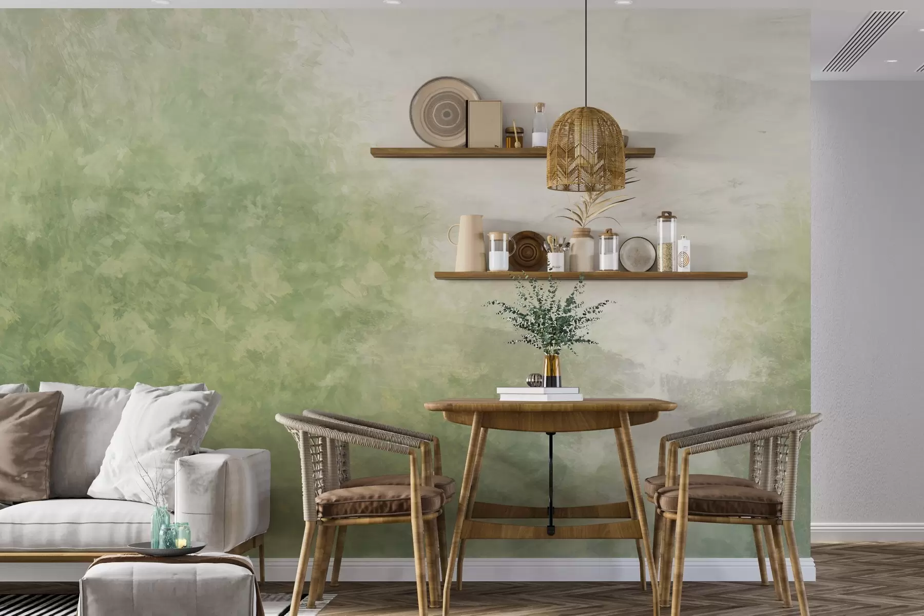 τοιχογραφίες  Απομίμηση φύλλων σε τοίχο από σκυρόδεμα w04468