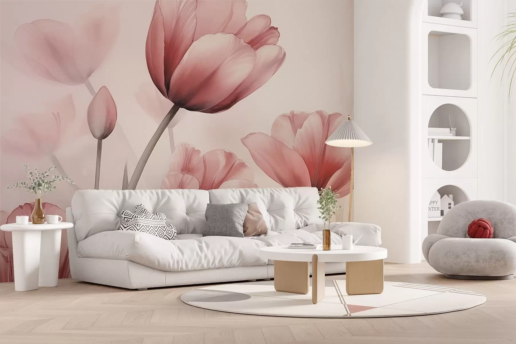 τοιχογραφίες Τουλίπες με καμένο εφέ και υφή w04519