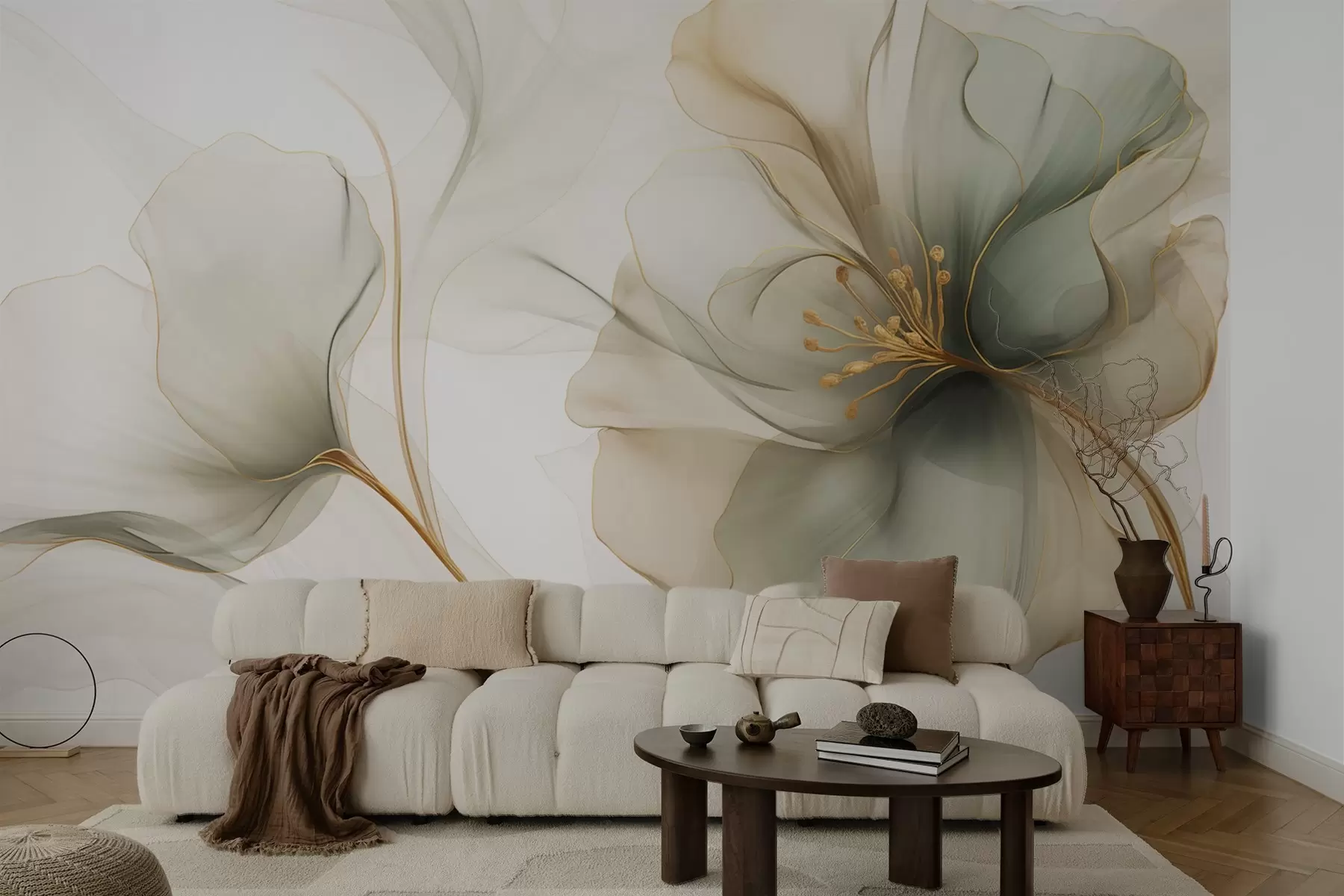 τοιχογραφίες Λεπτό λουλούδι με ημιδιαφανή πέταλα w04553