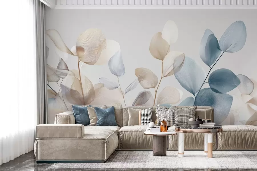 τοιχογραφίες κομψά φύλλα ευκαλύπτου με νεύρα w04503