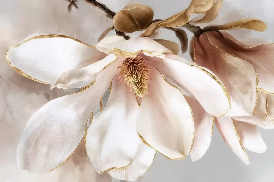 τοιχογραφίες Ανθισμένη μανόλια σε παστέλ αποχρώσεις w09387