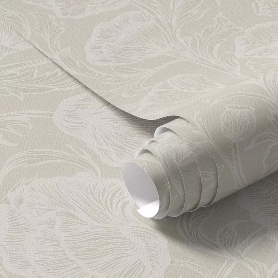 τοιχογραφίες Γραμμικά σχέδια παπαρούνων σε κρεμ φόντο a00572