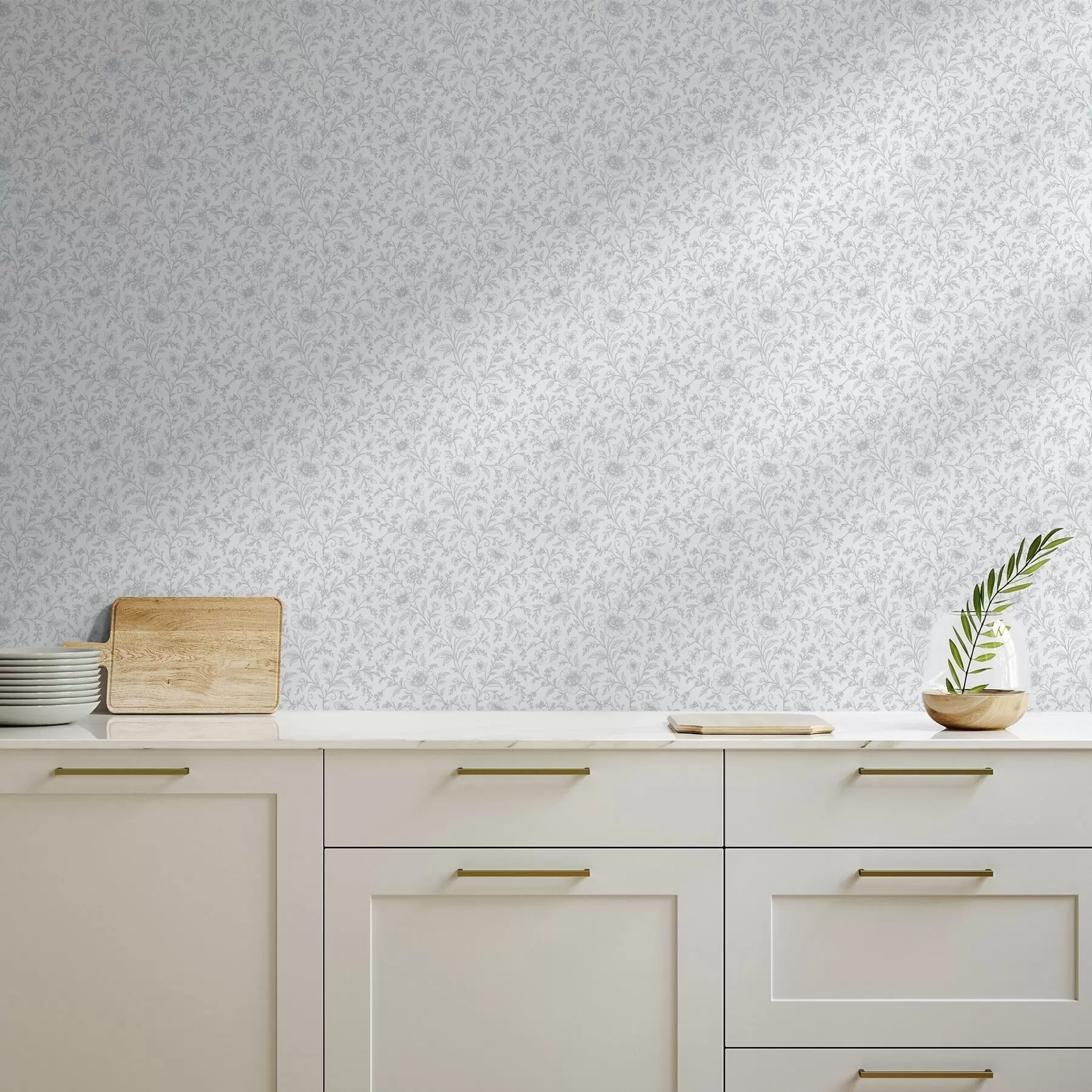 τοιχογραφίες Λεπτά μπλε λουλούδια σε υπόλευκο φόντο a00576