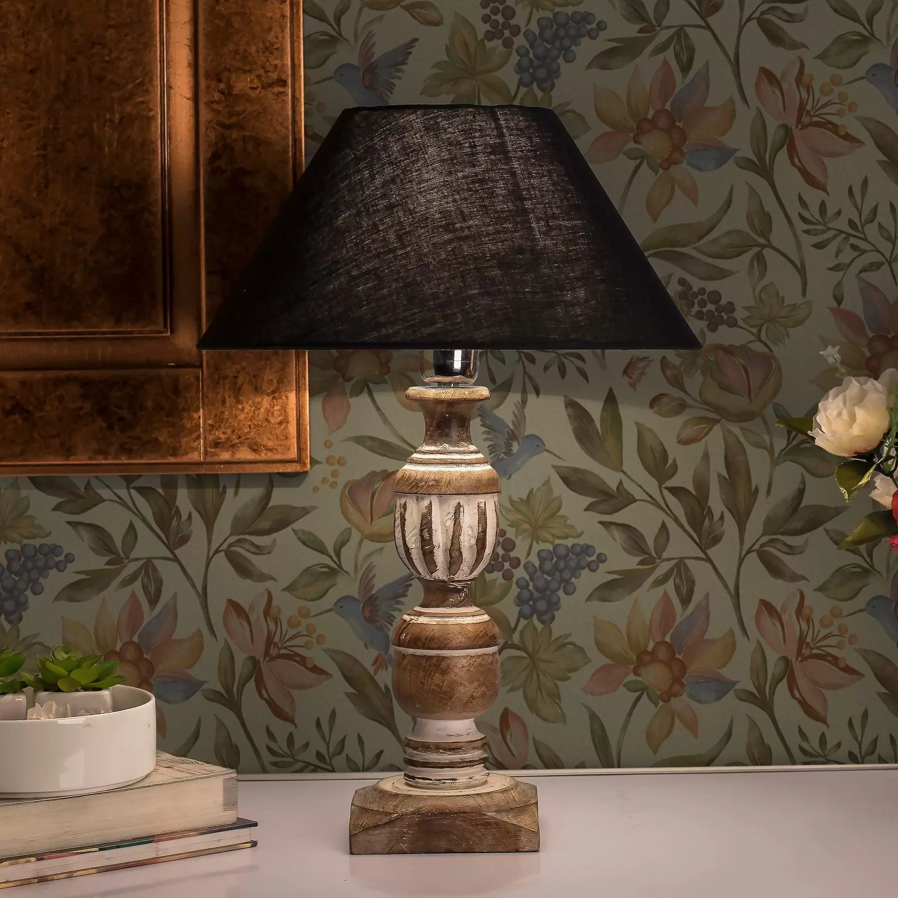 τοιχογραφίες Vintage λουλούδια και πουλιά με σταφύλια σε φόντο ελιάς a00594