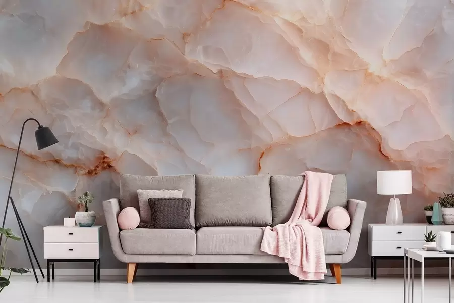 τοιχογραφίες Πολυτελής απομίμηση μαρμάρου σε μπεζ-γκρι αποχρώσεις με ιριδίζον αποτέλεσμα w09412