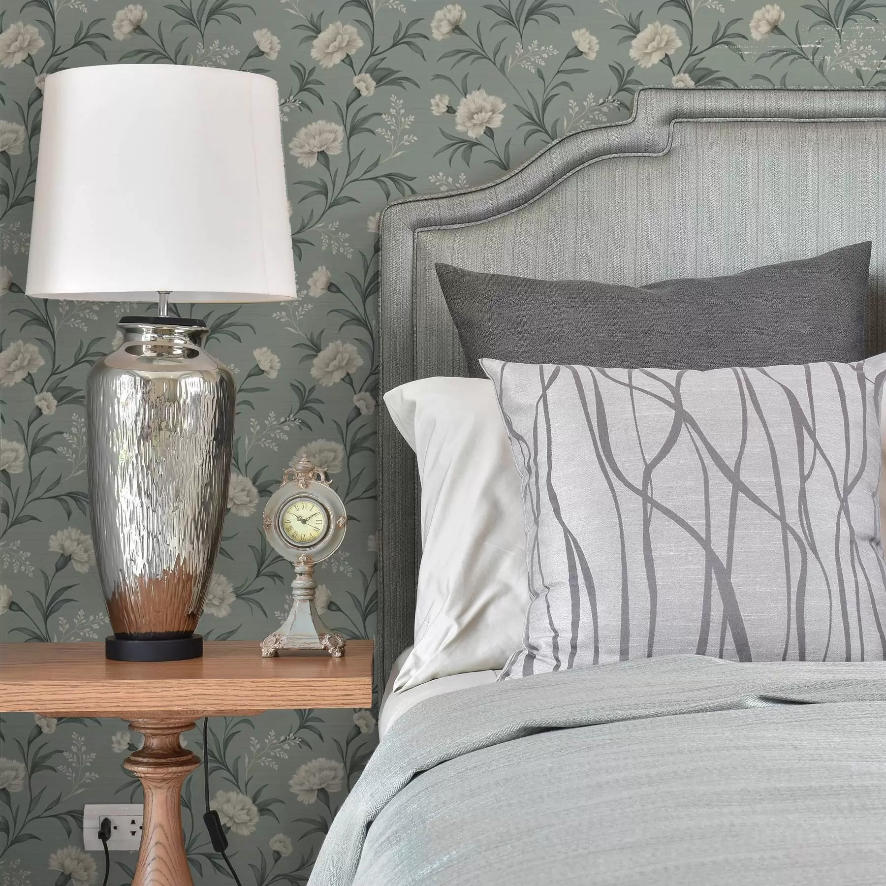 τοιχογραφίες Γαλάζια γαρίφαλα σε γκρι-μπλε φόντο, εκλεπτυσμένη εκτύπωση a00610