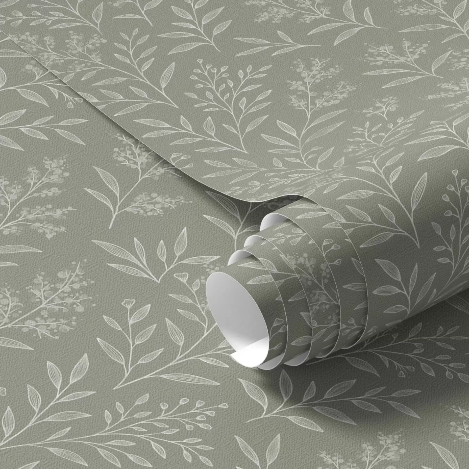 τοιχογραφίες Πράσινο φασκόμηλο: λεπτά βότανα και ταξιανθίες, λεπτό μοτίβο a00611