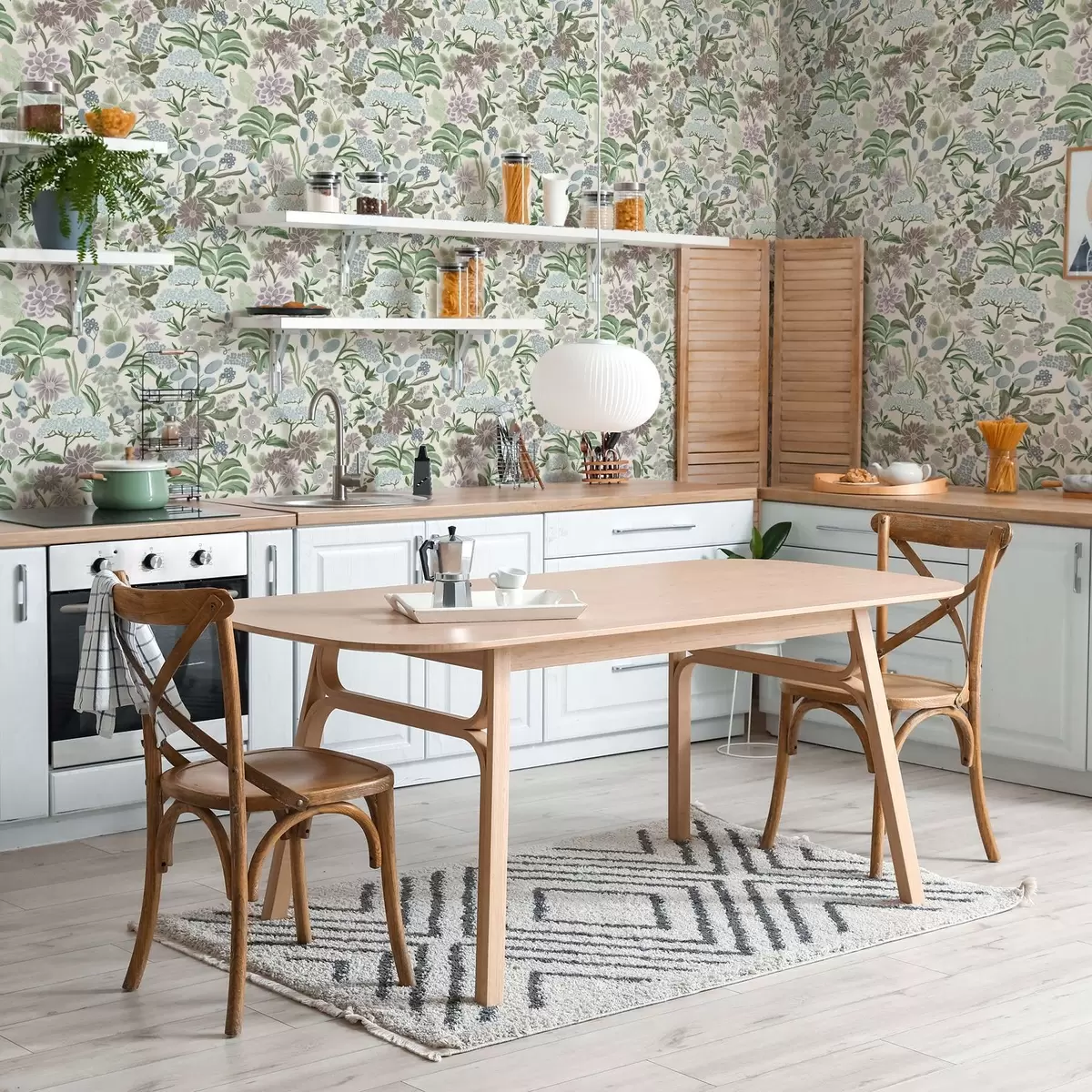 Ταπετσαρία Παστέλ λουλούδια και φύλλωμα σε παλέτα μενταγιόν μπλε a00642 Ταπετσαρία Παστέλ λουλούδια και φύλλωμα σε παλέτα μενταγιόν μπλε a00642