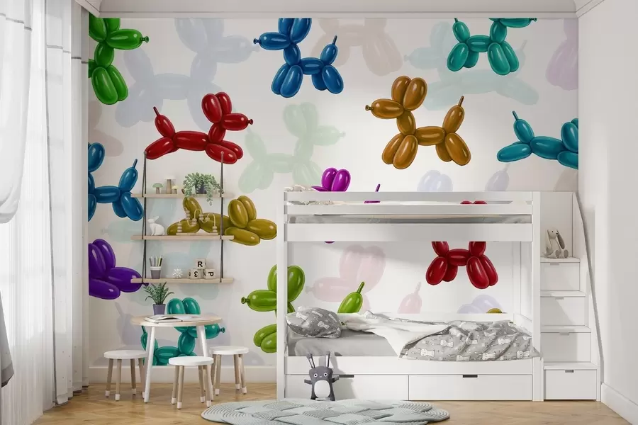 τοιχογραφίες Ζωγραφισμένα σκυλιά φτιαγμένα από μπάλες w04676