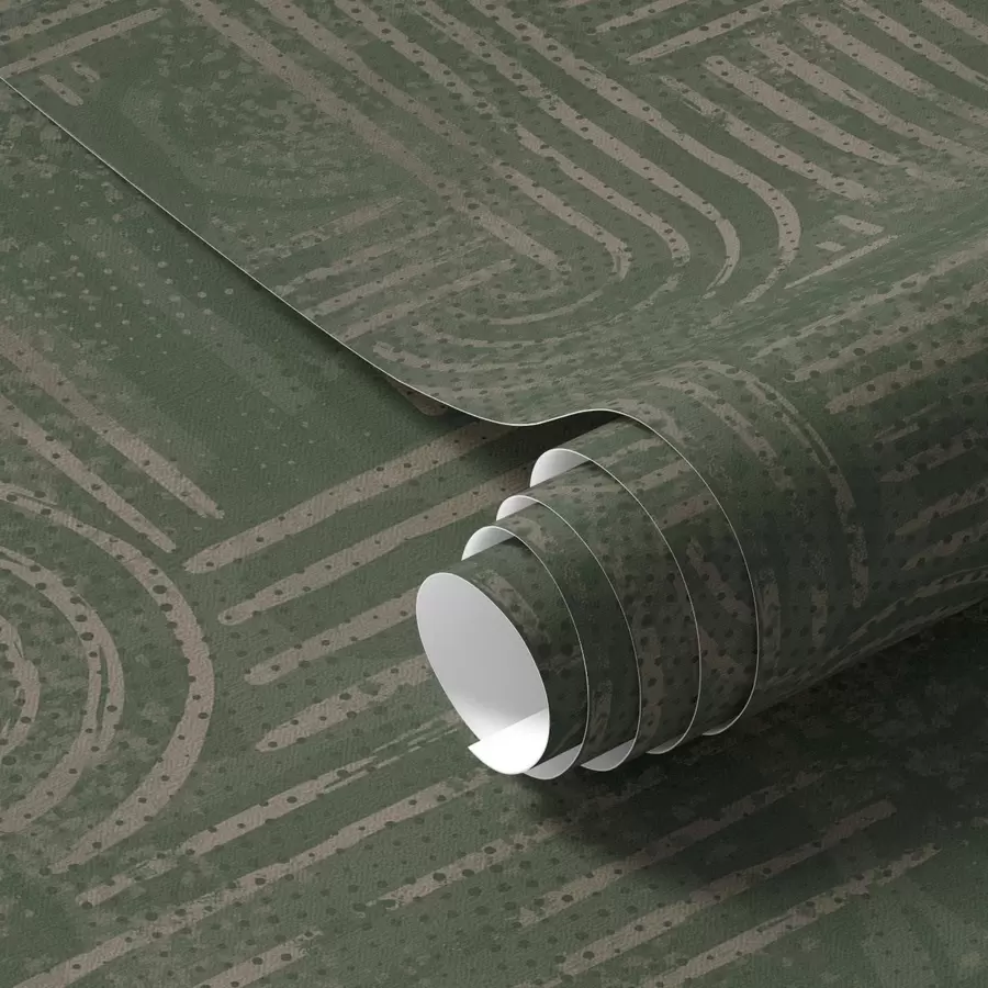 τοιχογραφίες Γεωμετρικό μοτίβο με τόξα σε πράσινη παλέτα a00697