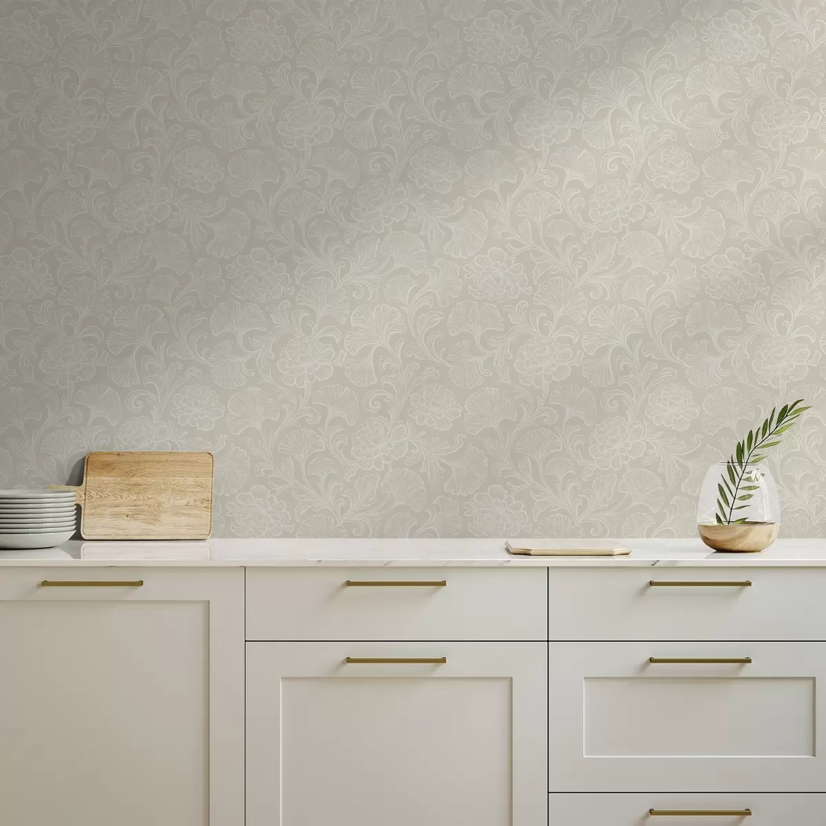 Ταπετσαρία Φωτεινό μοτίβο με γκίνγκο και παιώνιες a00700 Ταπετσαρία Φωτεινό μοτίβο με γκίνγκο και παιώνιες a00700