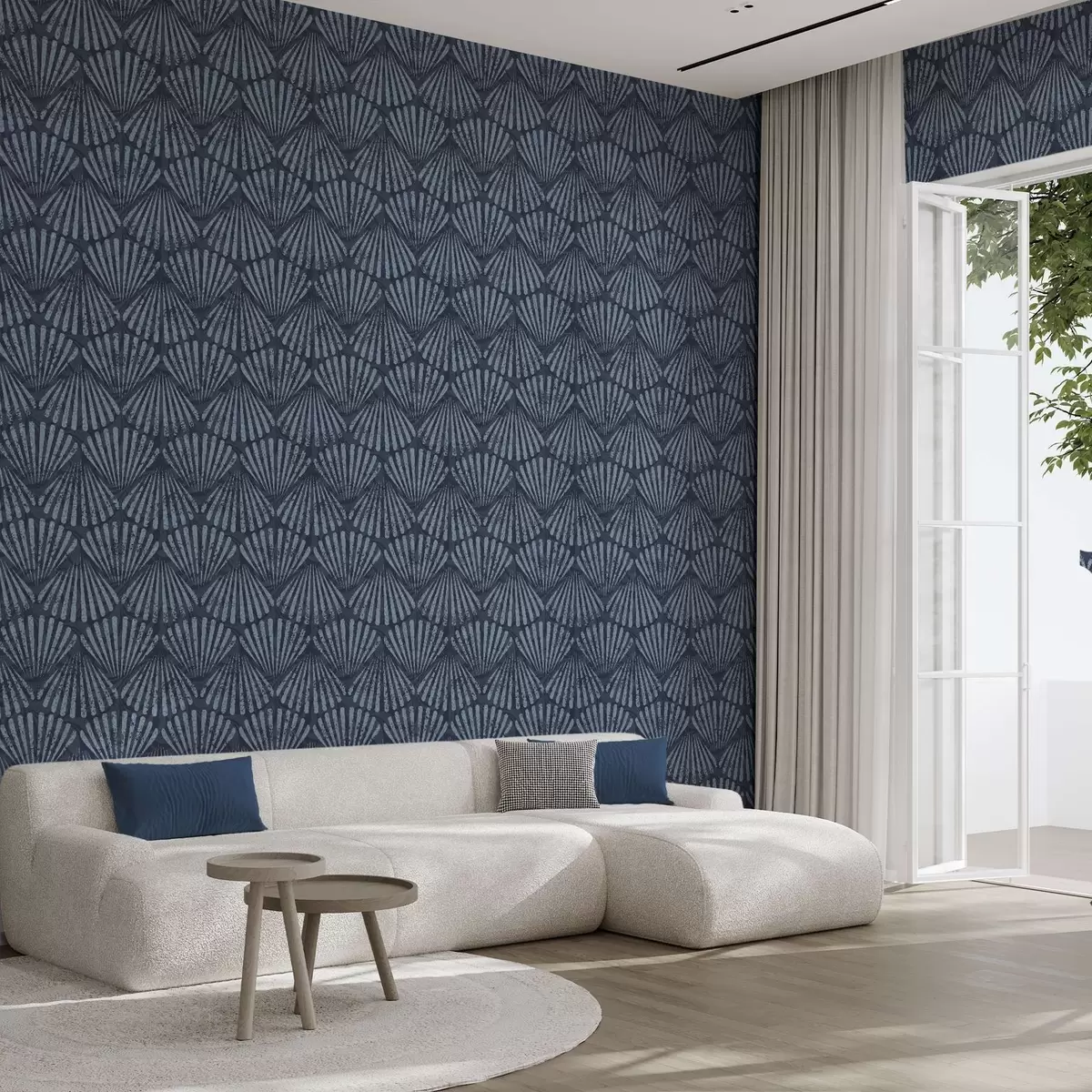 Ταπετσαρία Αφηρημένες ακτίνες σε αποχρώσεις του μπλε, δυναμικό μοτίβο a00710