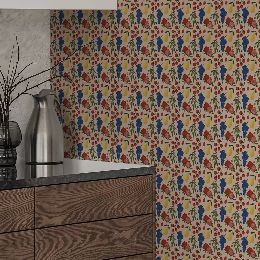 τοιχογραφίες Ζουμερά φρούτα σε ζεστό μπεζ φόντο a00801v1