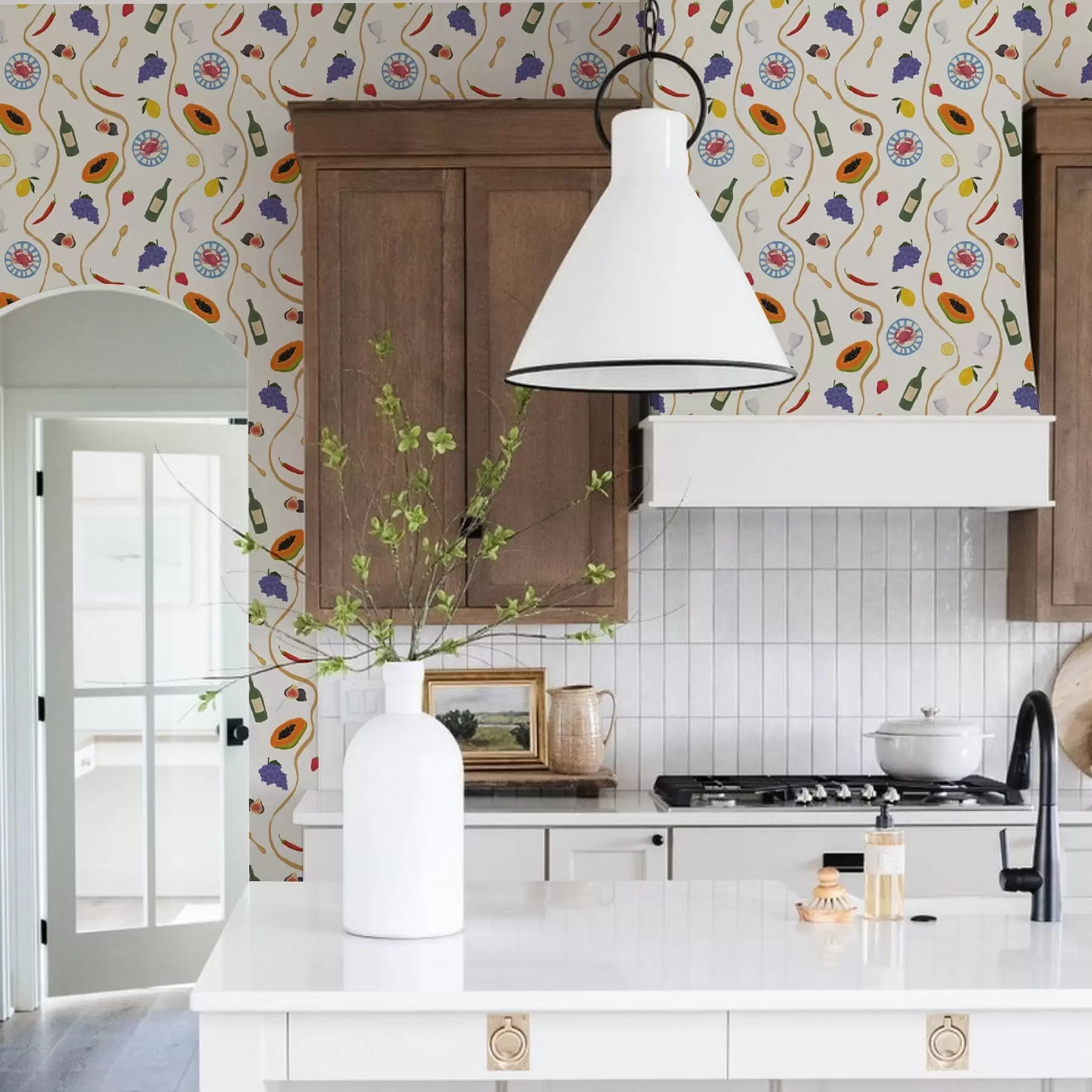 τοιχογραφίες Μπουκάλια, παπάγια, λεμόνια και μπαχαρικά σε ανοιχτόχρωμο φόντο a00802