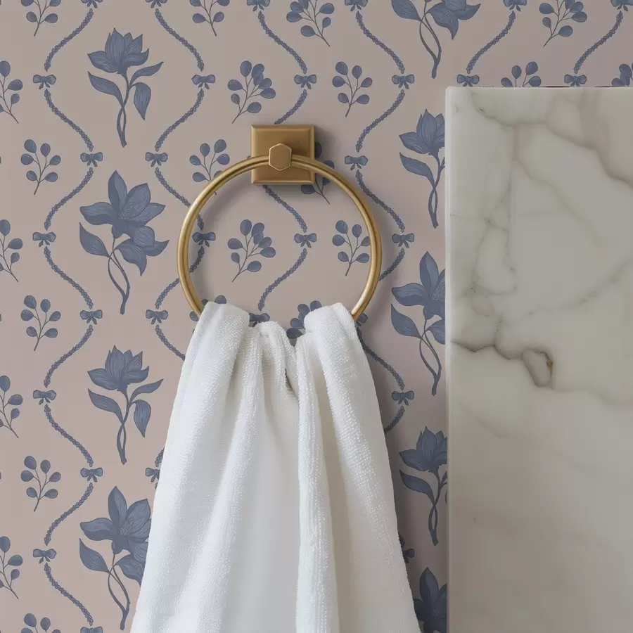 τοιχογραφίες Μικρά λουλούδια και κορδέλες σε αποχρώσεις του μπλε και του ροζ a00808v3