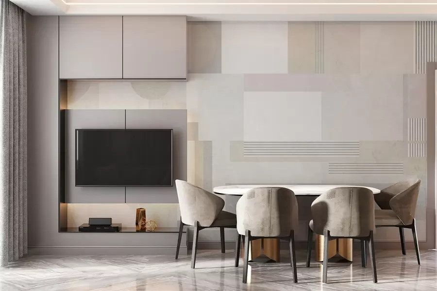 τοιχογραφίες αφηρημένη γεωμετρία σε αποχρώσεις του γκρι και του μπεζ w04635