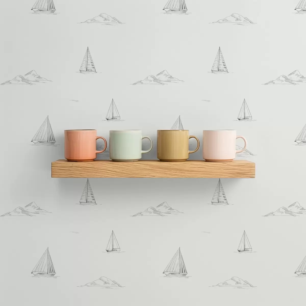 Ταπετσαρία Σκίτσα γιοτ και νησιών, ανοιχτόχρωμο φόντο a00654v2 Ταπετσαρία Σκίτσα γιοτ και νησιών, ανοιχτόχρωμο φόντο a00654v2