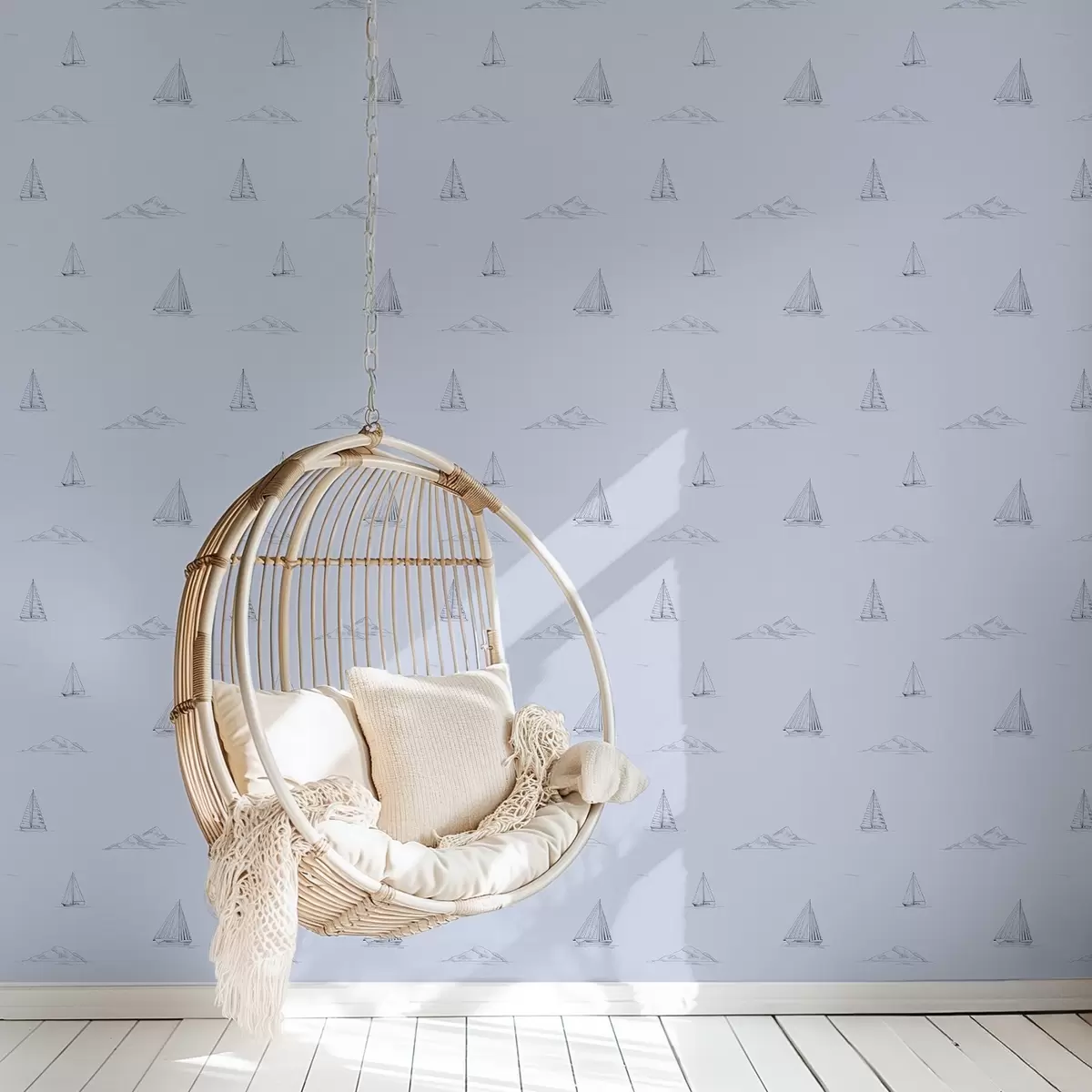 Ταπετσαρία Σκίτσα γιοτ και νησιών, μπλε φόντο a00654v3