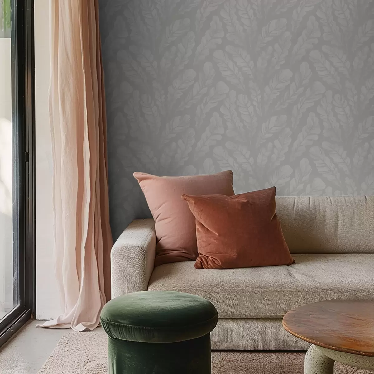 Ταπετσαρία Μεγάλα φτερά σε απαλές αποχρώσεις του γκρι a00839