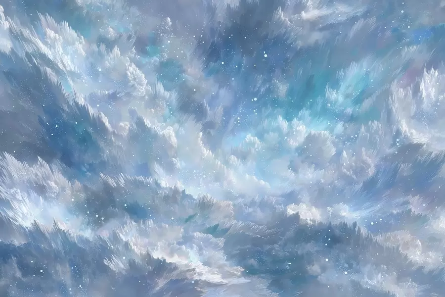 τοιχογραφίες Ουράνια αφηρημένα σύννεφα σε μια δροσερή παλέτα παστέλ χρωμάτων w09459