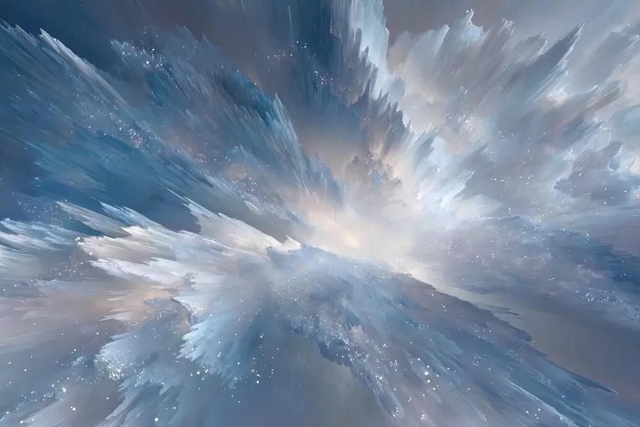 τοιχογραφίες Αφηρημένη κοσμική λάμψη του ουρανού σε παγωμένους μπλε τόνους w09461