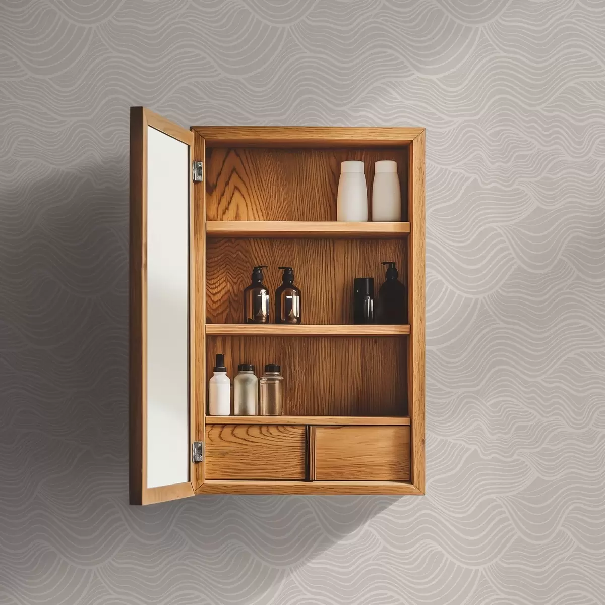 Ταπετσαρία Κυματιστές γραμμές σε τόνους του ζεστού μπεζ a00681v1 Ταπετσαρία Κυματιστές γραμμές σε τόνους του ζεστού μπεζ a00681v1