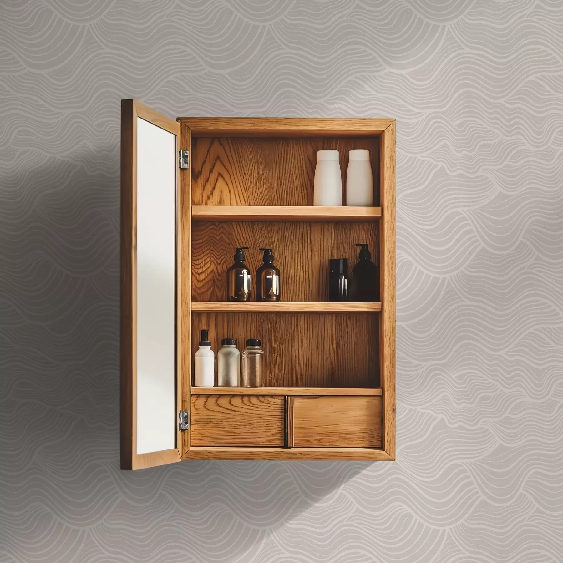 τοιχογραφίες Κυματιστές γραμμές σε τόνους του ζεστού μπεζ a00681v1