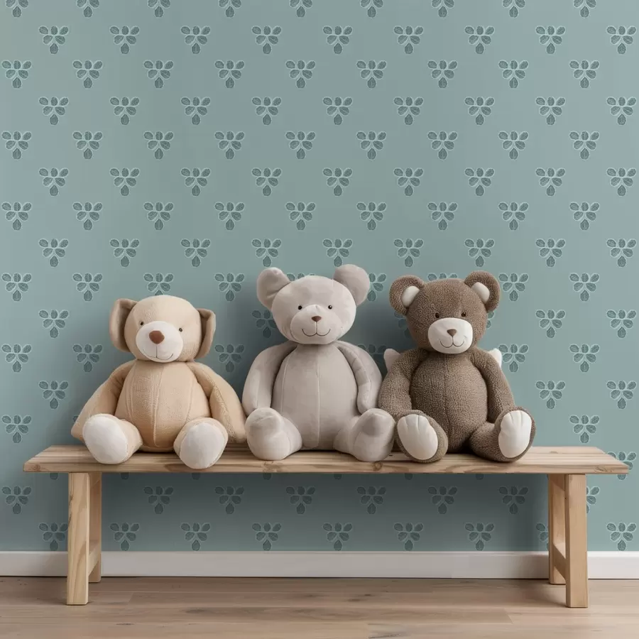 τοιχογραφίες Μικρή επανάληψη: τρίο φύλλων σε δροσερό μπλε χρώμα a00848v1