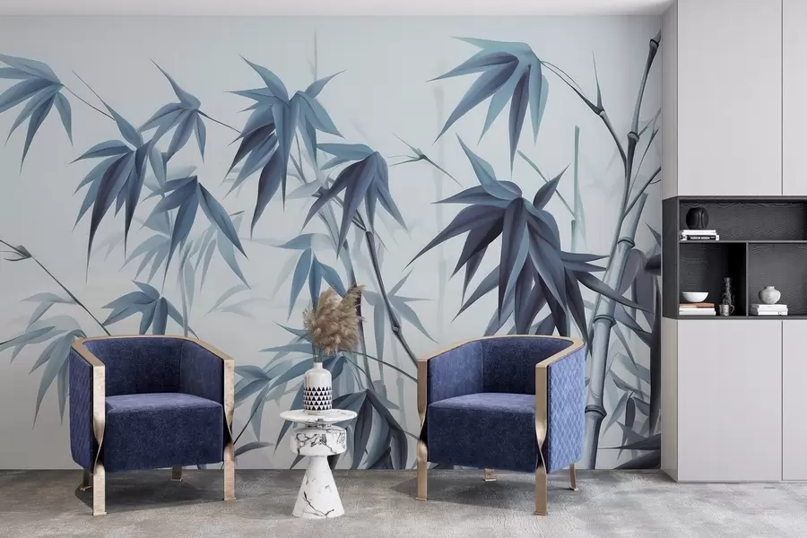 τοιχογραφίες Μπαμπού σε φόντο με ελαφριά ακουαρέλα w04834v2