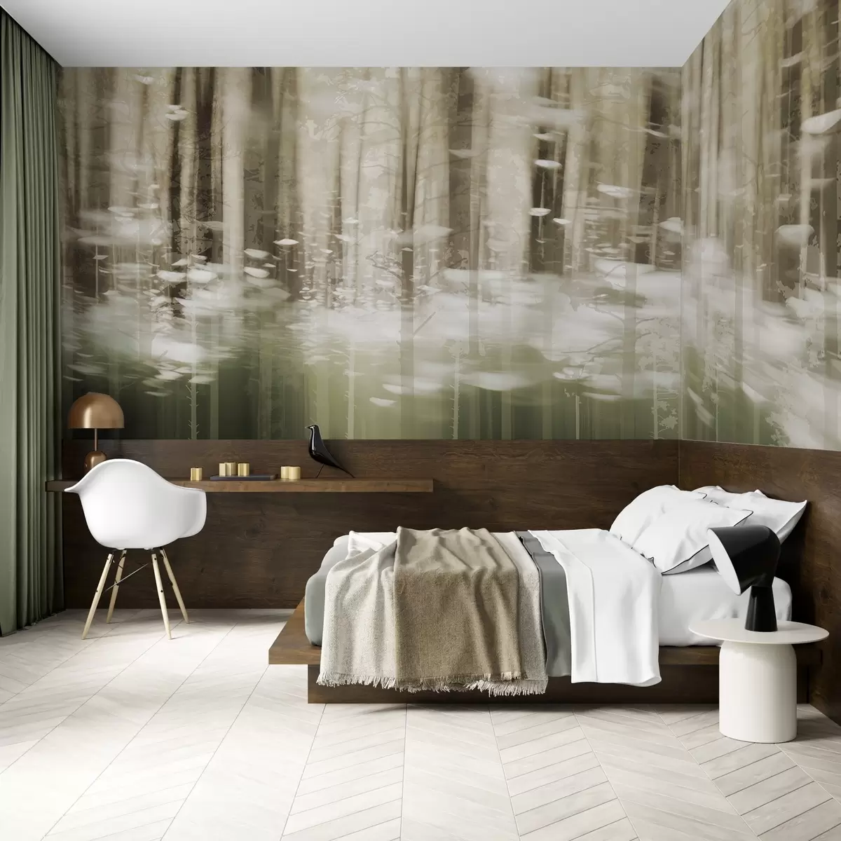 τοιχογραφίες Στυλιζαρισμένοι κορμοί δέντρων σε παστέλ χρώματα w04844