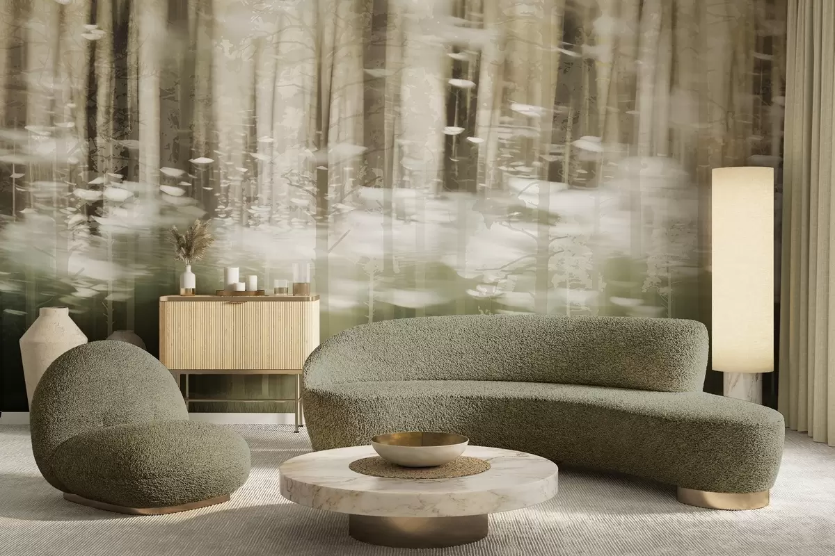 τοιχογραφίες Στυλιζαρισμένοι κορμοί δέντρων σε παστέλ χρώματα w04844