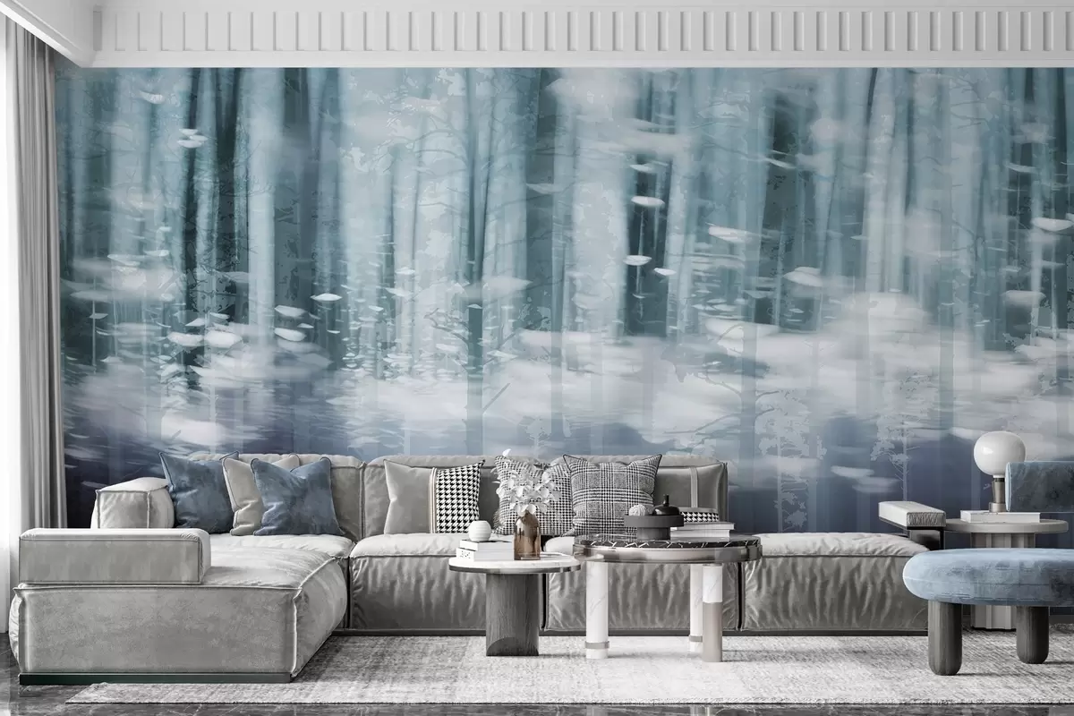 τοιχογραφίες Στυλιζαρισμένοι κορμοί δέντρων σε παστέλ χρώματα w04844v1