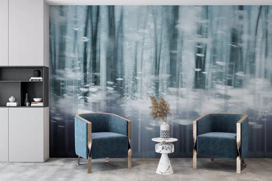 τοιχογραφίες Στυλιζαρισμένοι κορμοί δέντρων σε παστέλ χρώματα w04844v1